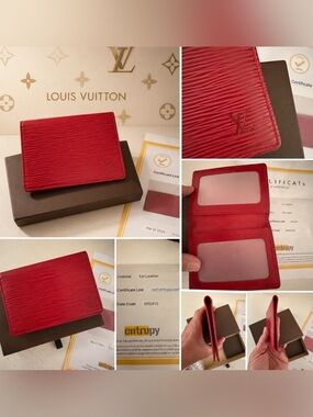 Louis Vuitton Red Epi Leather Card Wallet